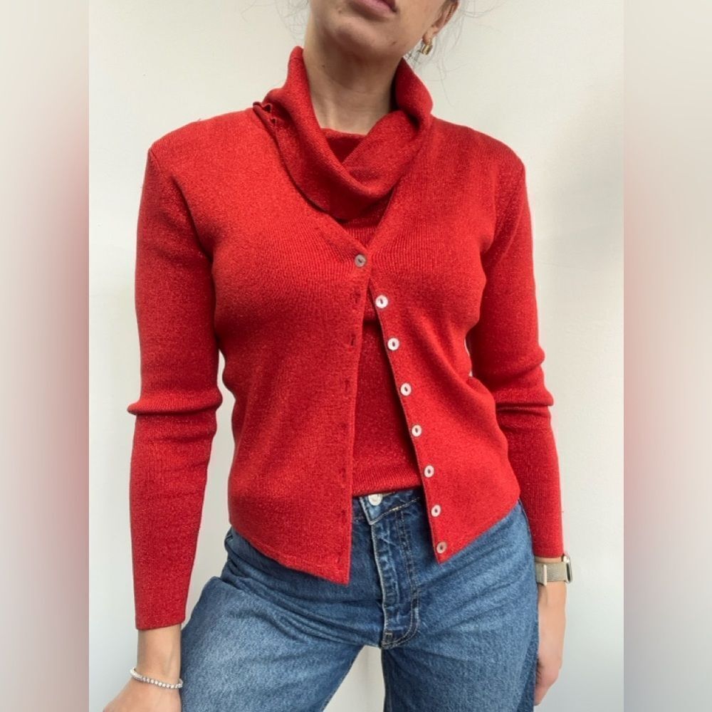 Vintage Jospeh A Silk Knit Twin Set Tank Top and Cardigan Two Piece Set Size S - Picture 5 of 13